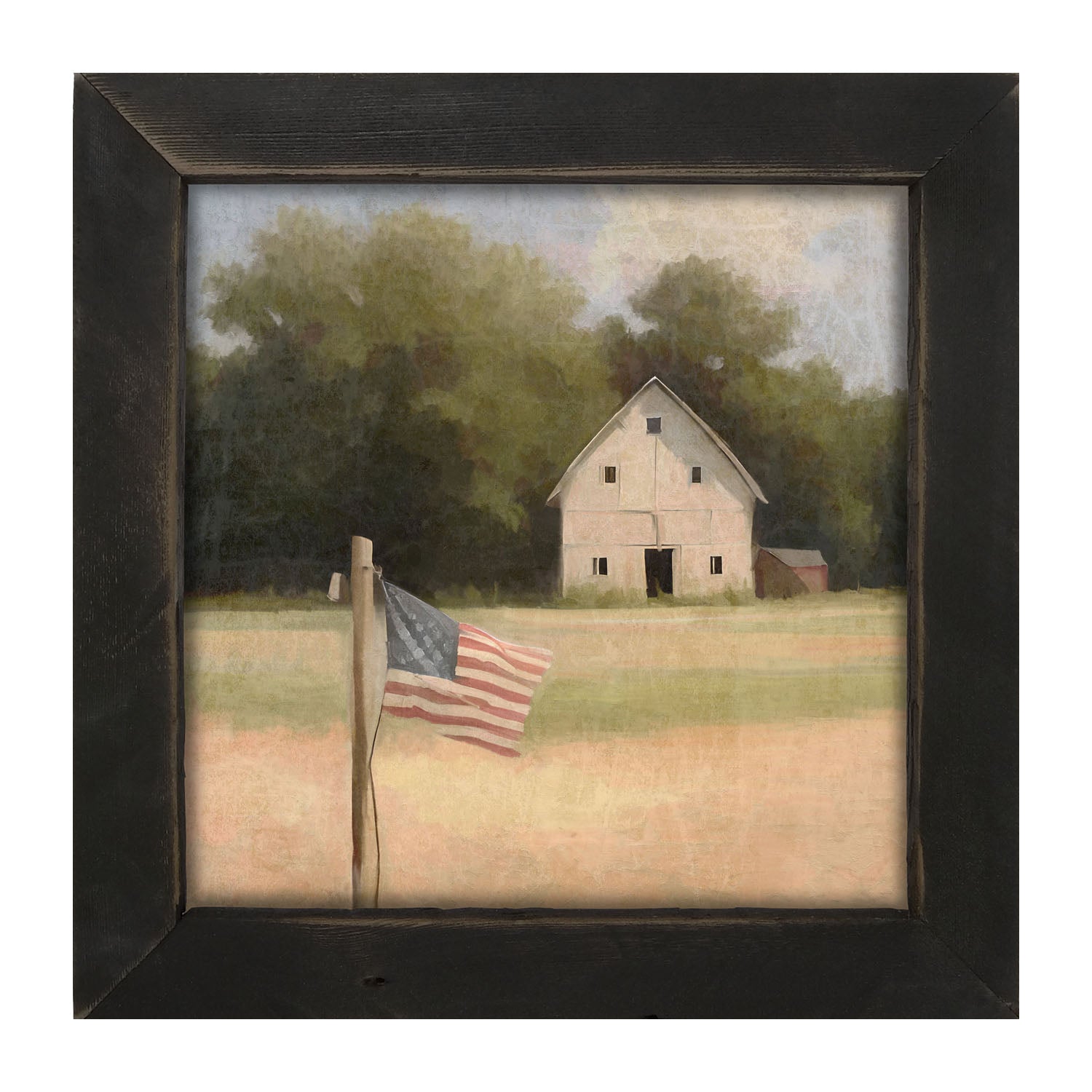 Flag with barn - Framed art