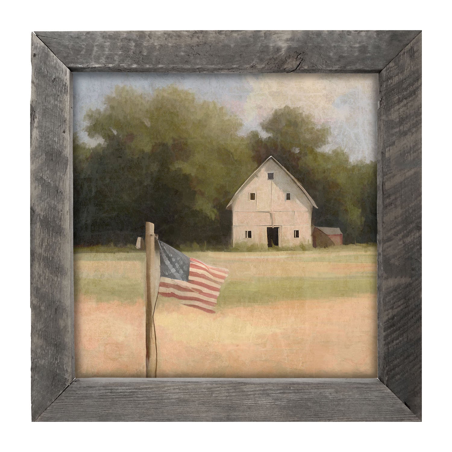 Flag with barn - Framed art