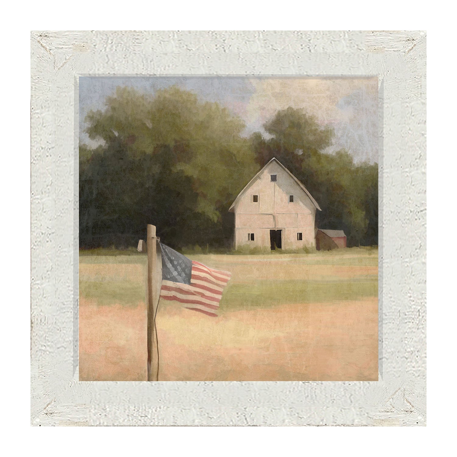 Flag with barn - Framed art