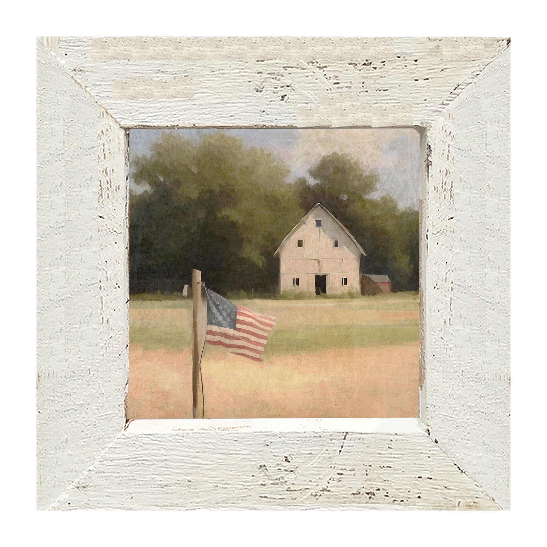 Flag with barn - Framed art