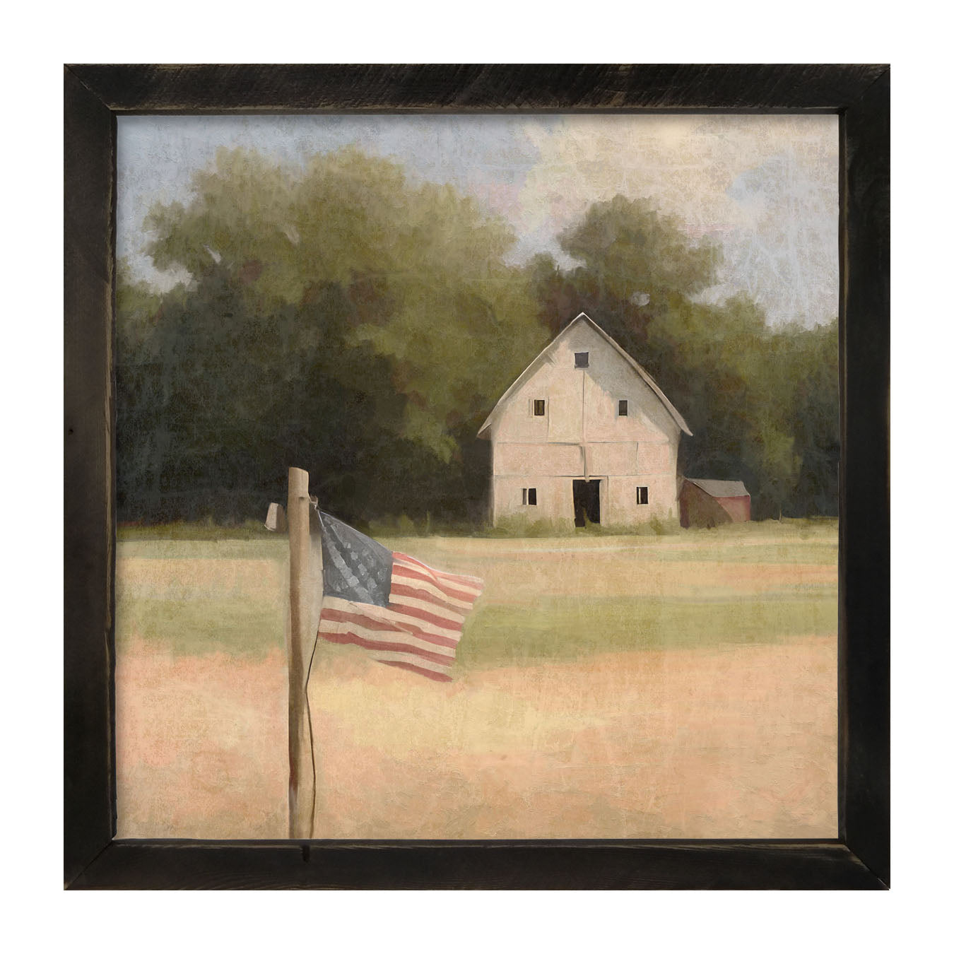 Flag with barn - Framed art