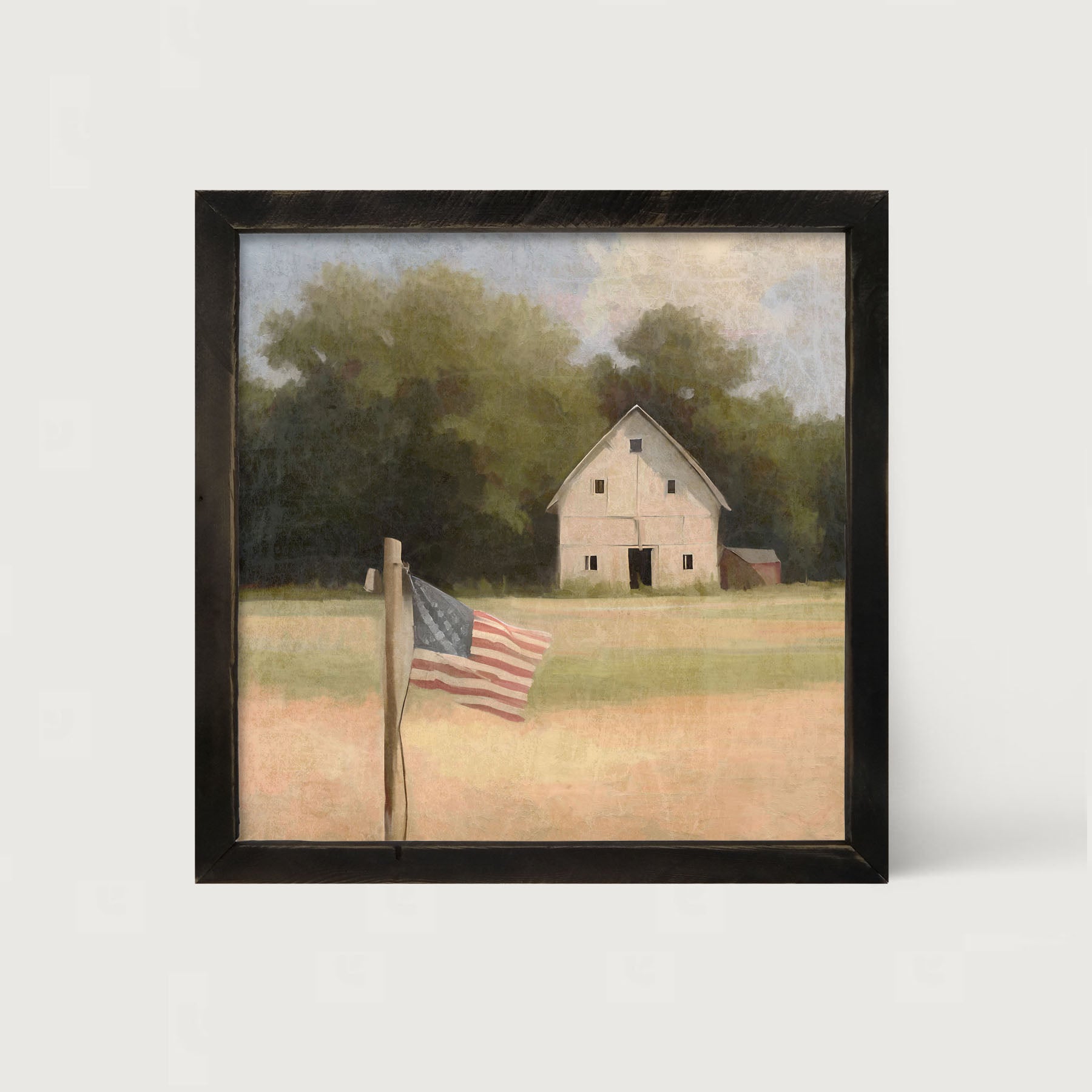 Flag with barn - Framed art