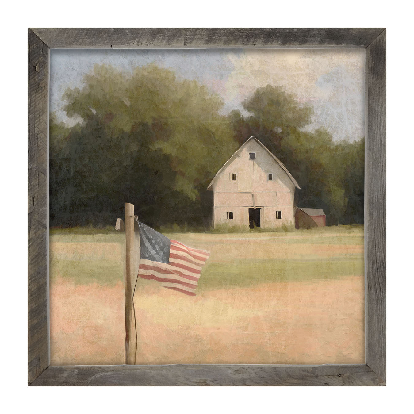 Flag with barn - Framed art