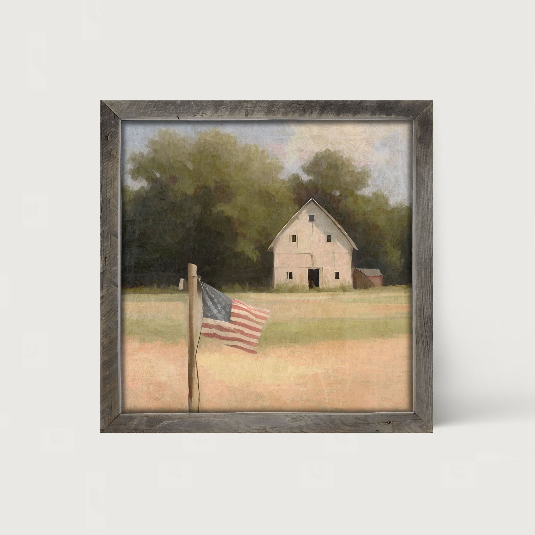 Flag with barn - Framed art