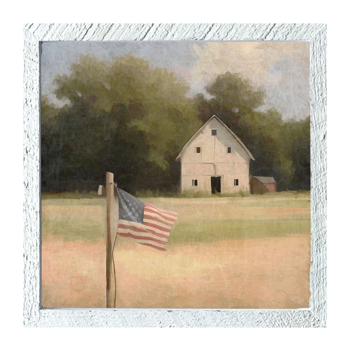 Flag with barn - Framed art