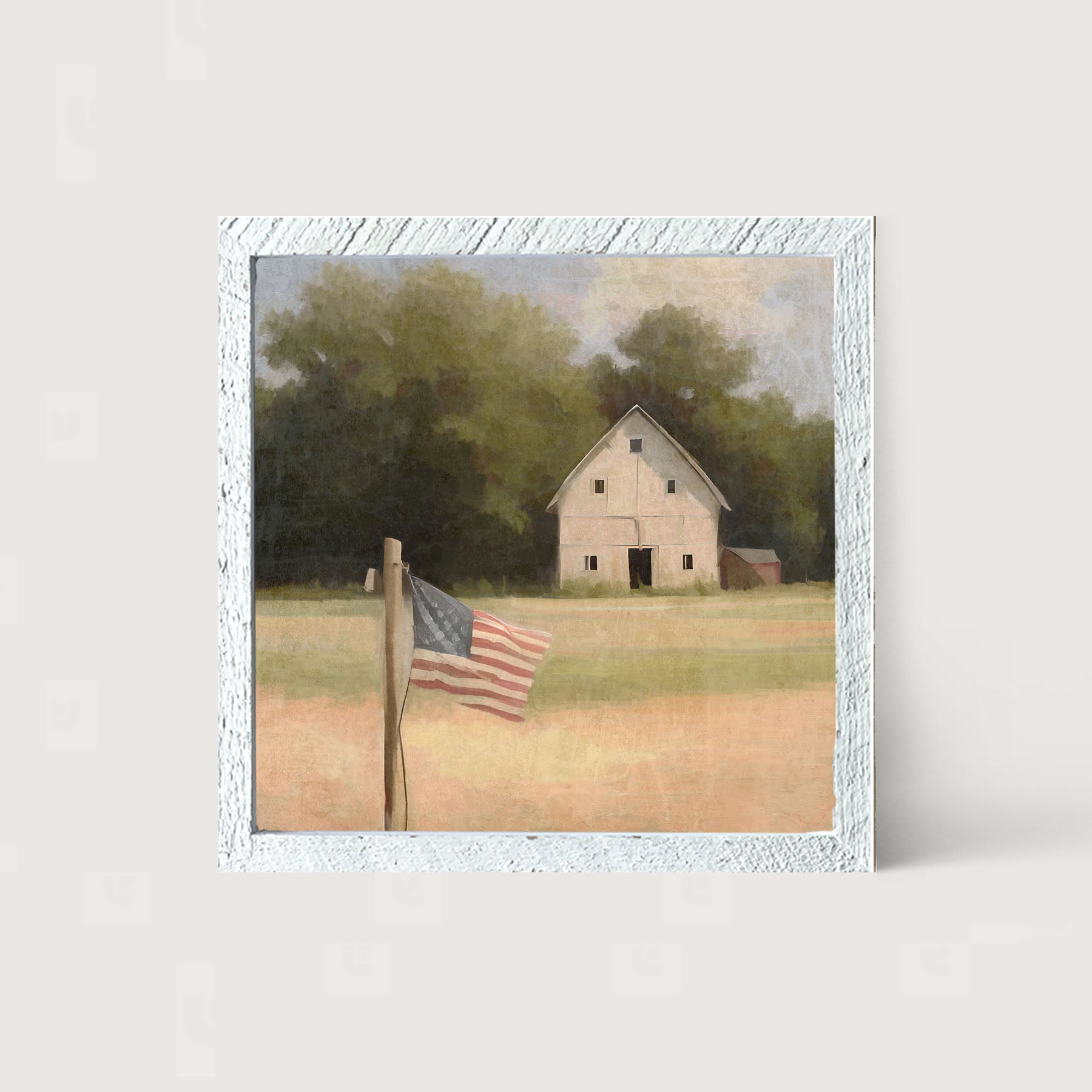 Flag with barn - Framed art