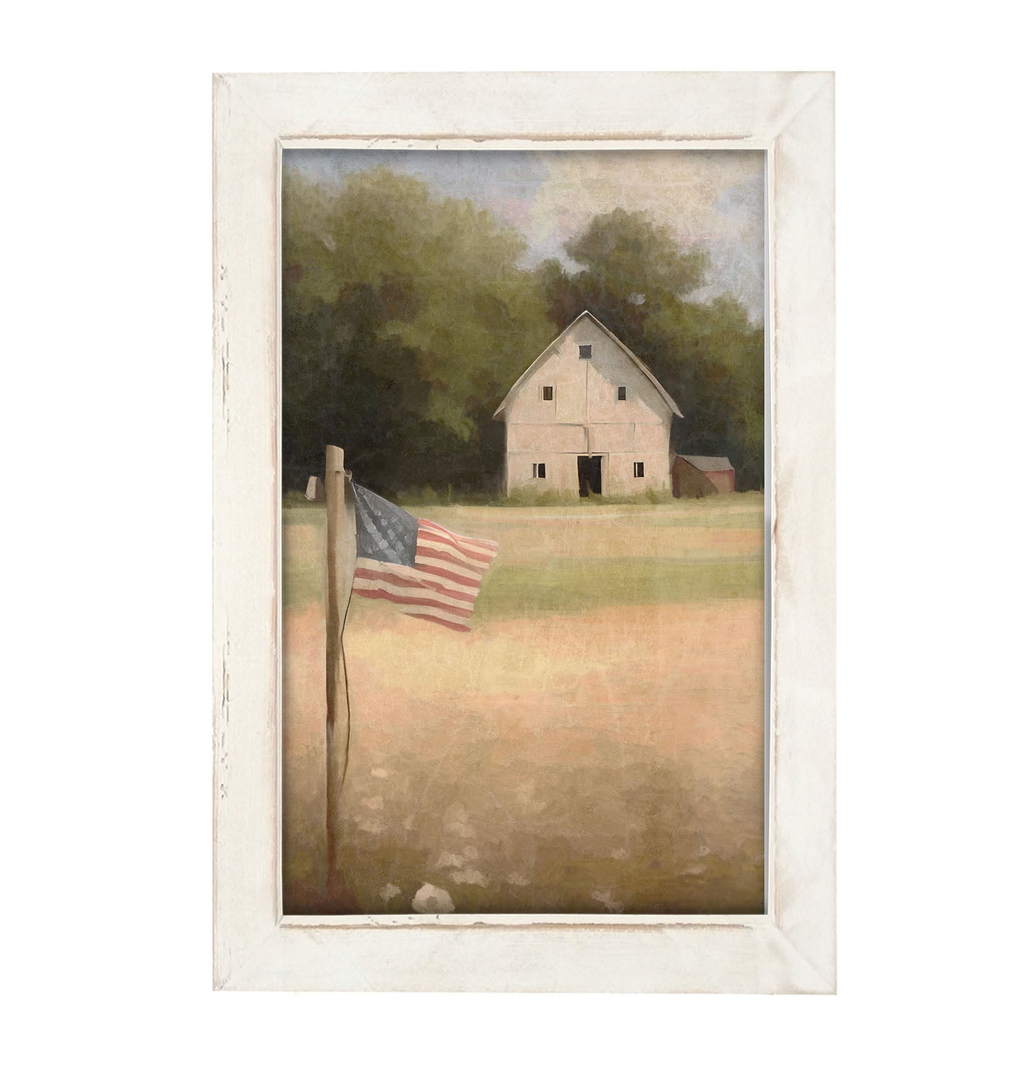 Flag with barn - Framed art