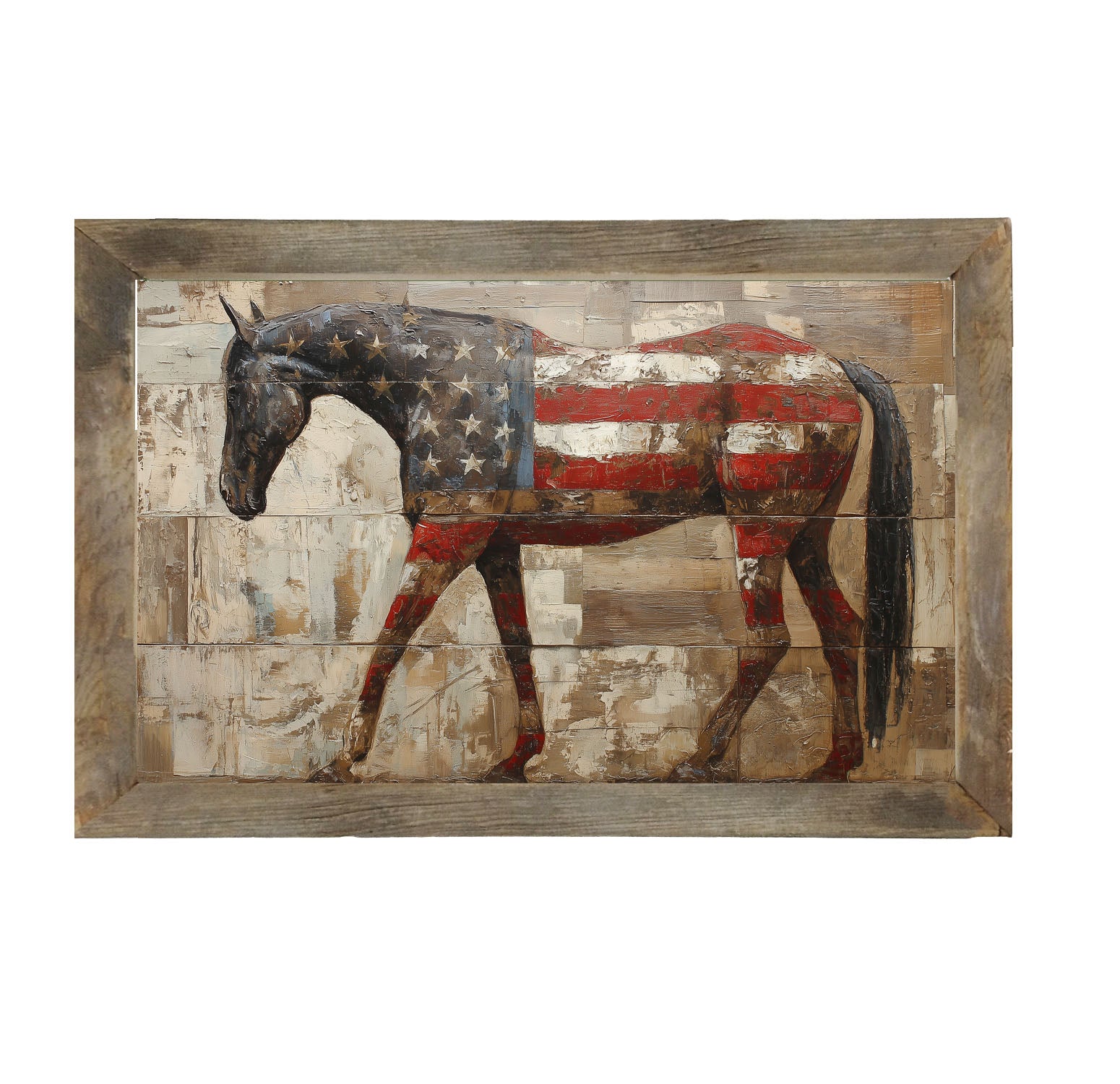 American Flag Horse - Framed Art