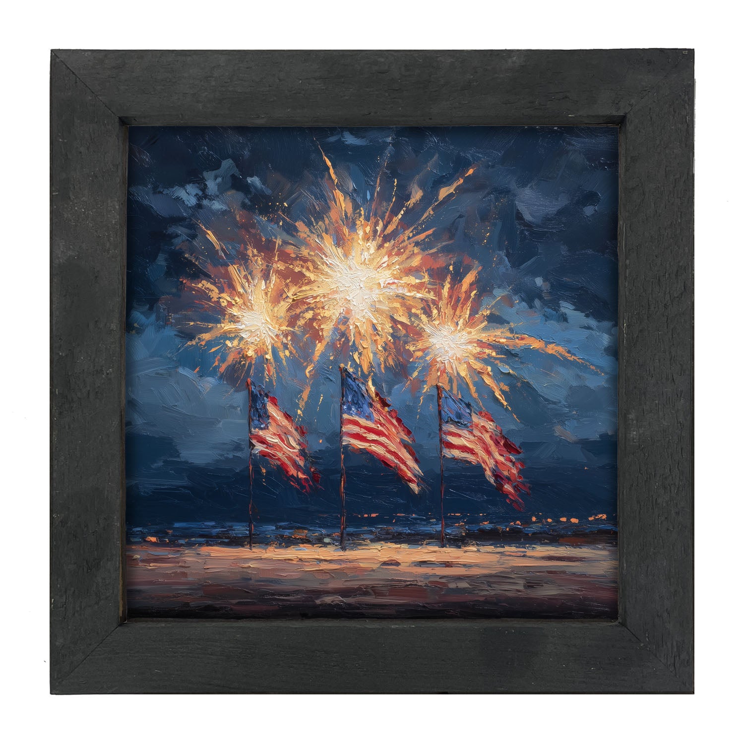 Beachside Fireworks - Framed Art