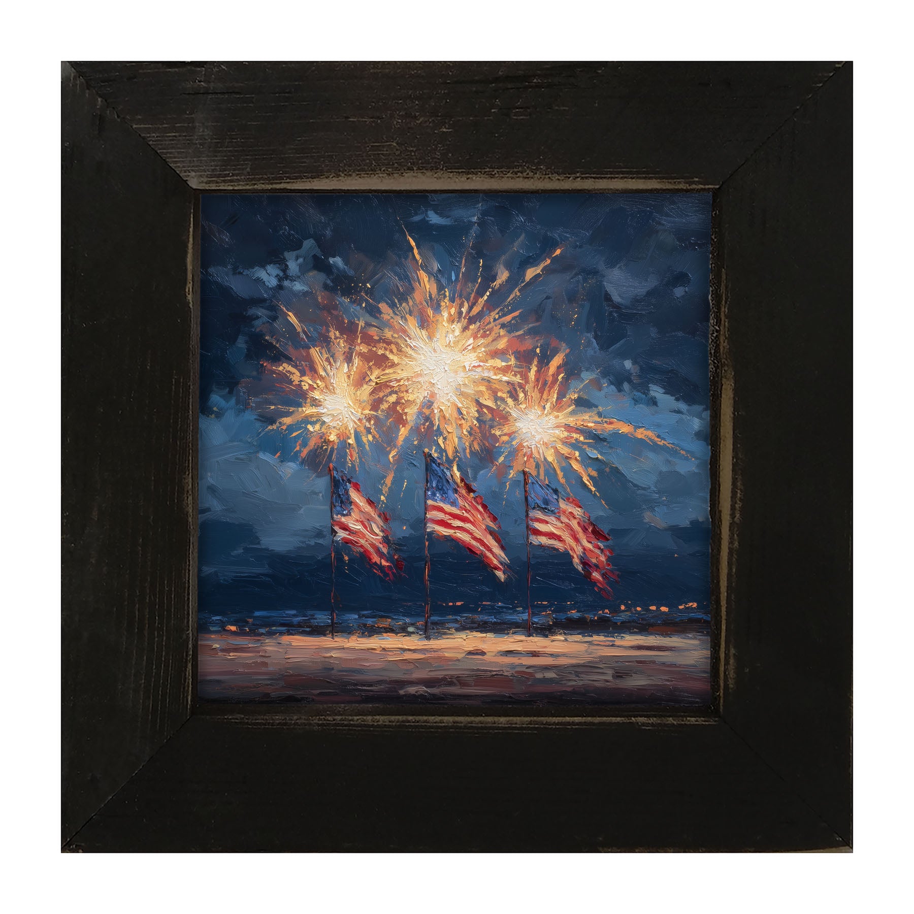 Beachside Fireworks - Framed Art