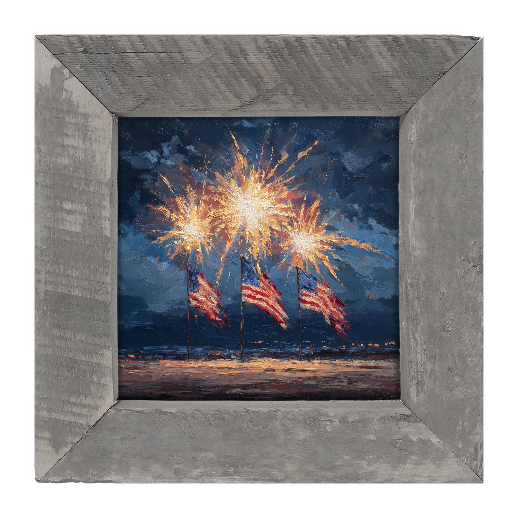 Beachside Fireworks - Framed Art