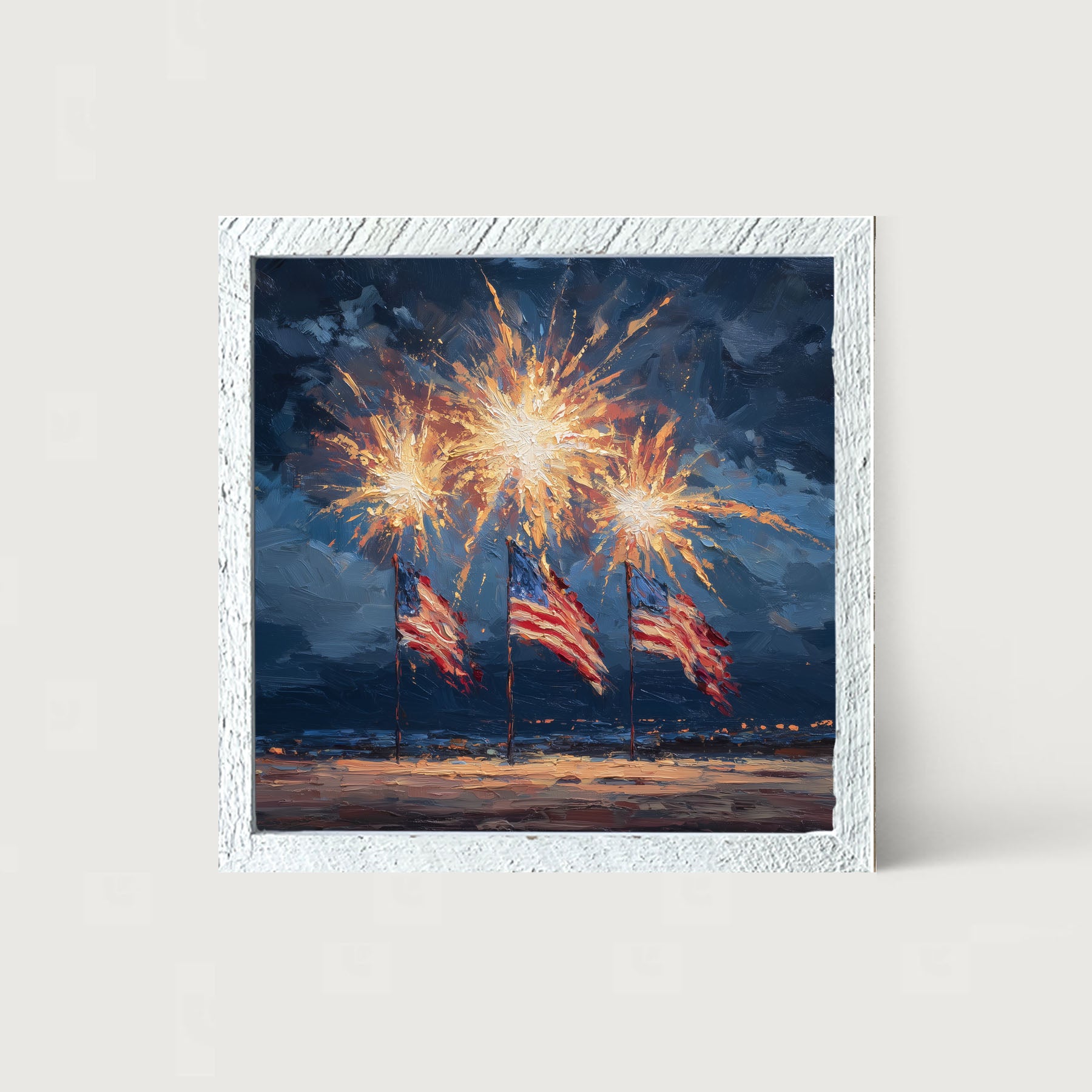 Beachside Fireworks - Framed Art