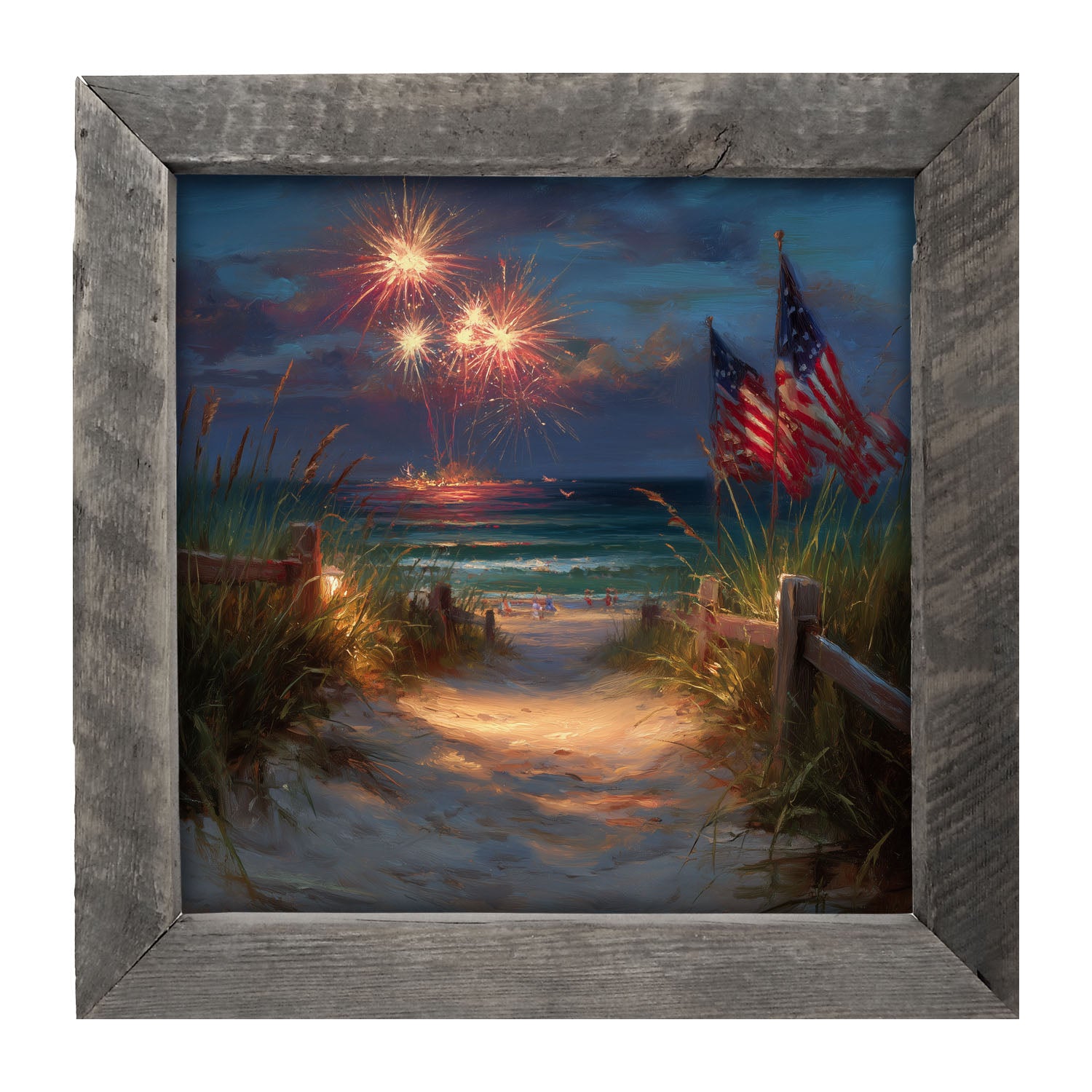 Sandy Path Fireworks - Framed Art