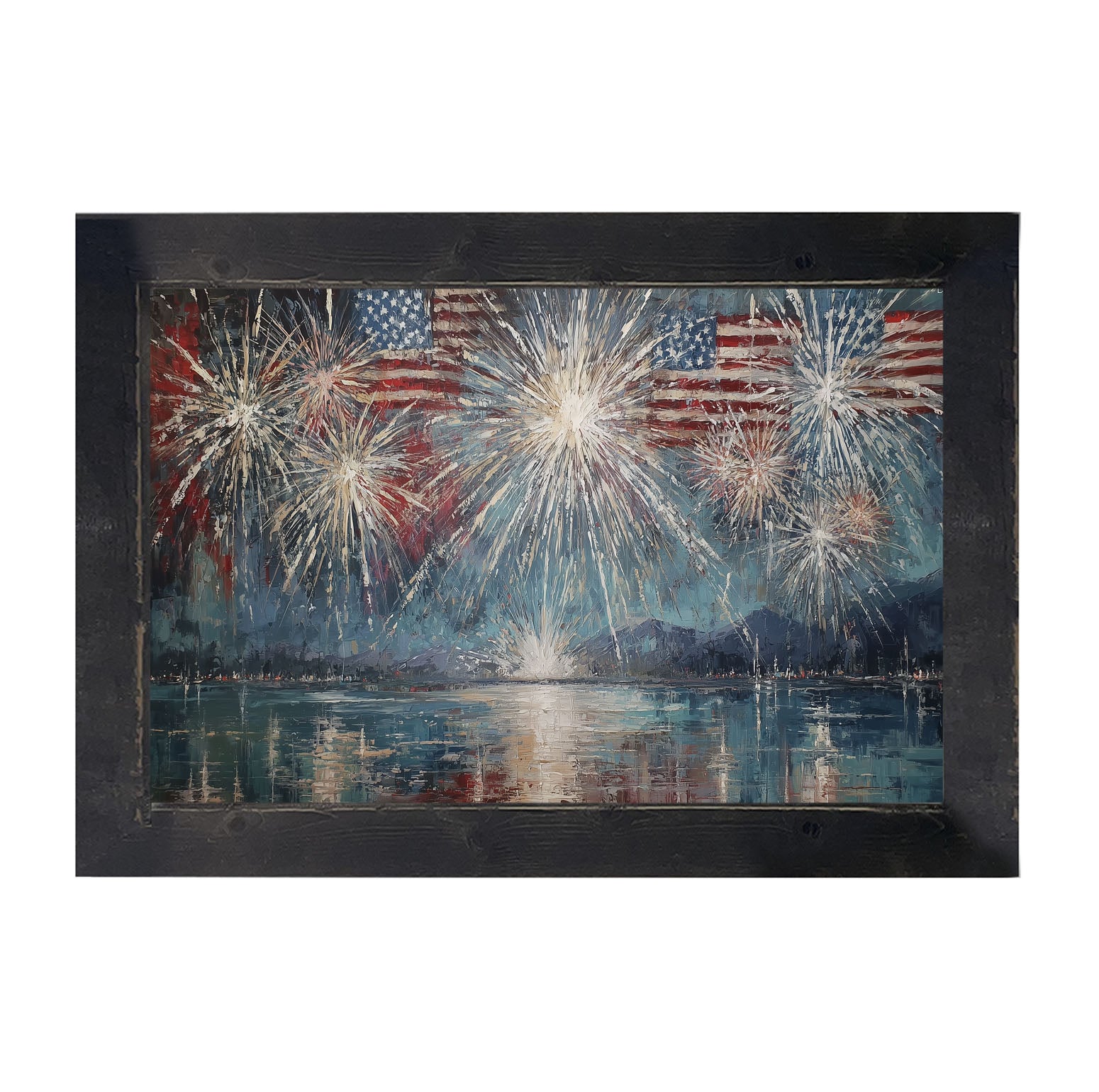 Fireworks over the Lake - Framed Art