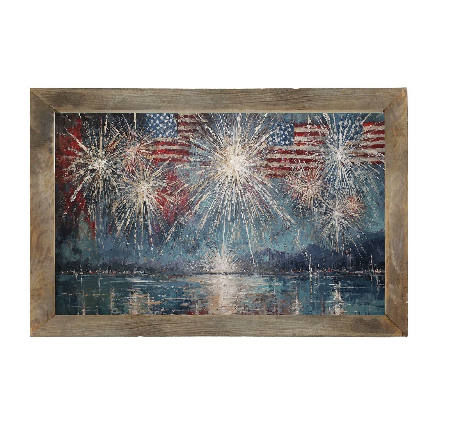 Fireworks over the Lake - Framed Art