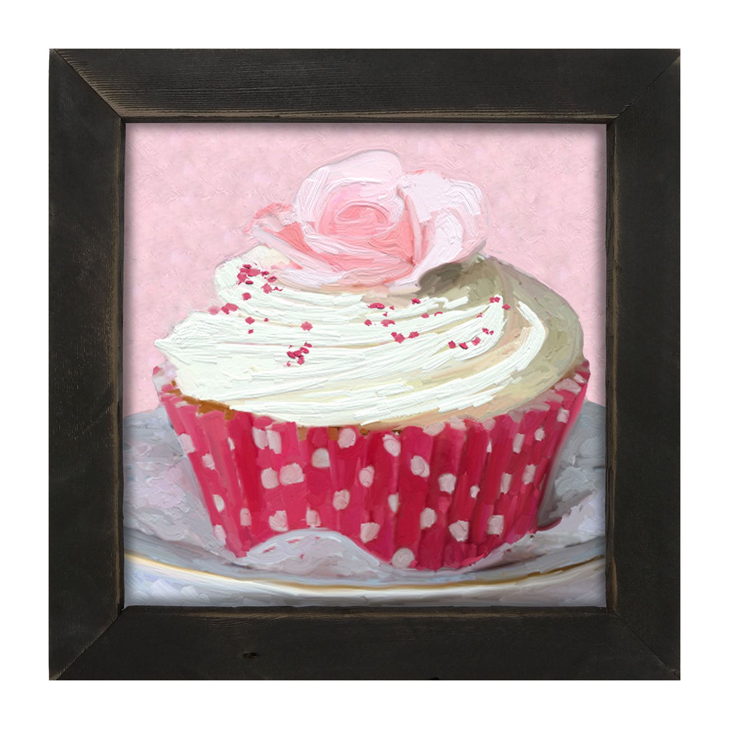 Light Pink Rose Cupcake - Framed art