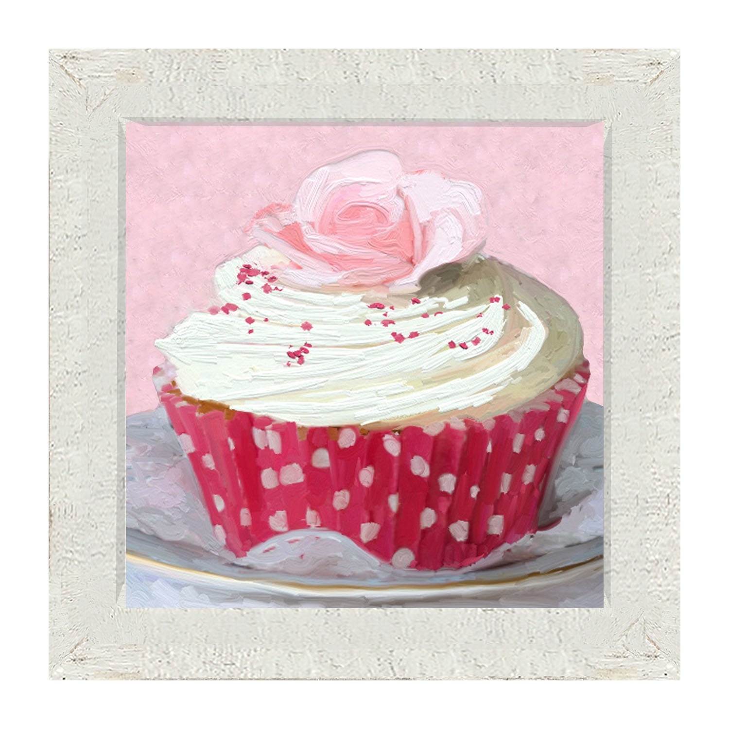 Light Pink Rose Cupcake - Framed art