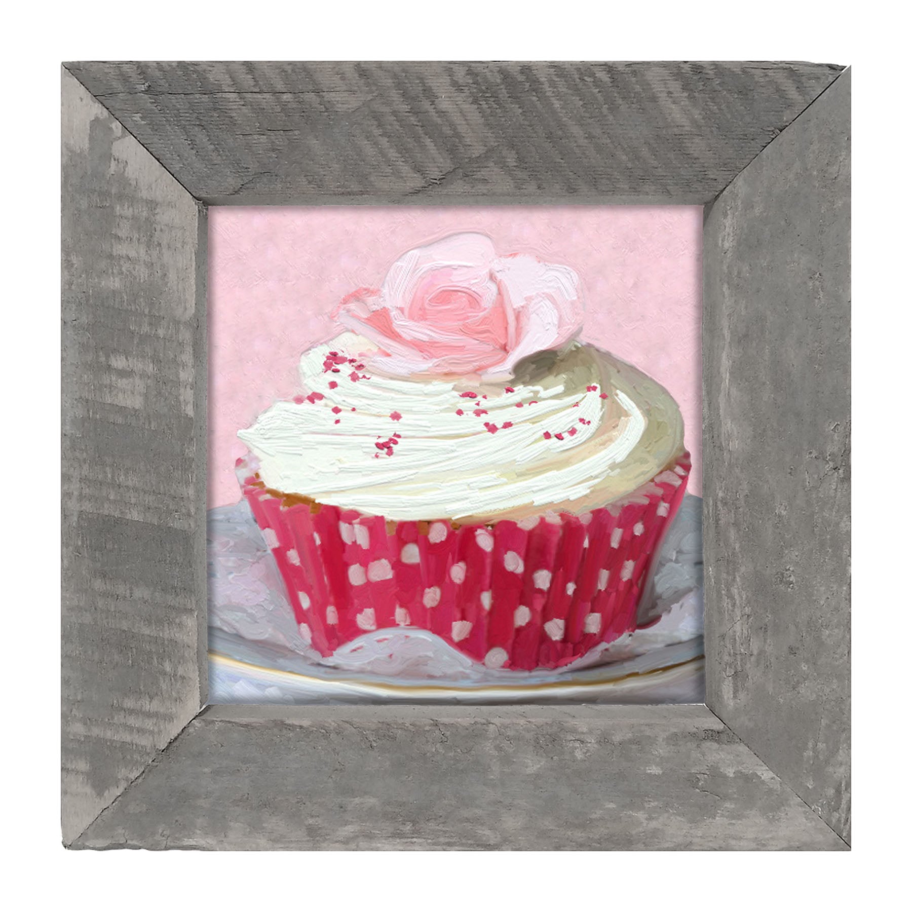 Light Pink Rose Cupcake - Framed art