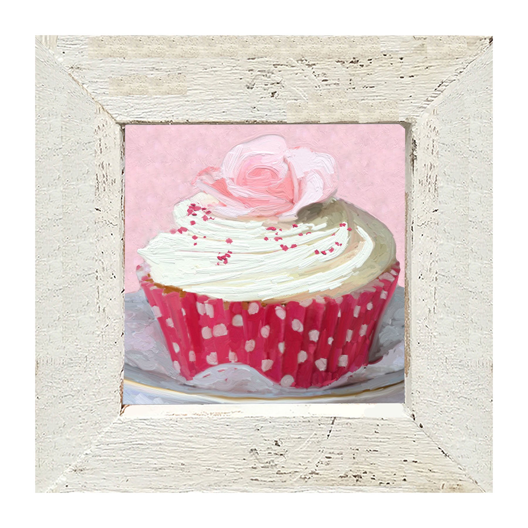 Light Pink Rose Cupcake - Framed art
