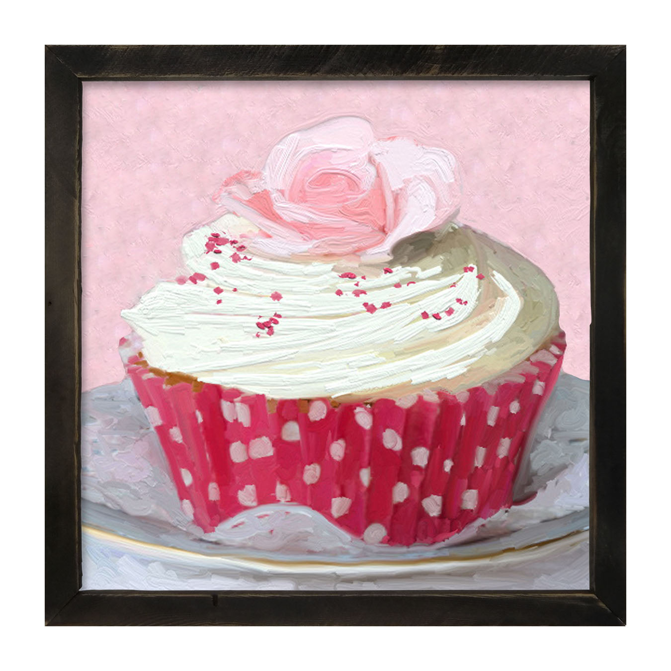 Light Pink Rose Cupcake - Framed art