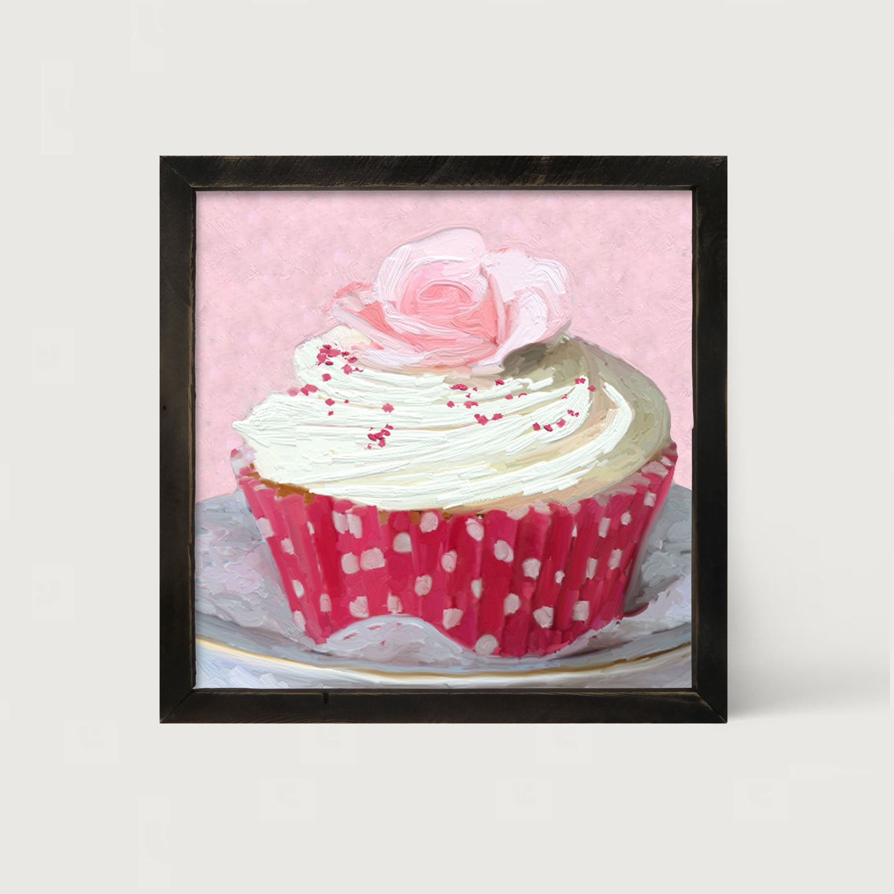 Light Pink Rose Cupcake - Framed art