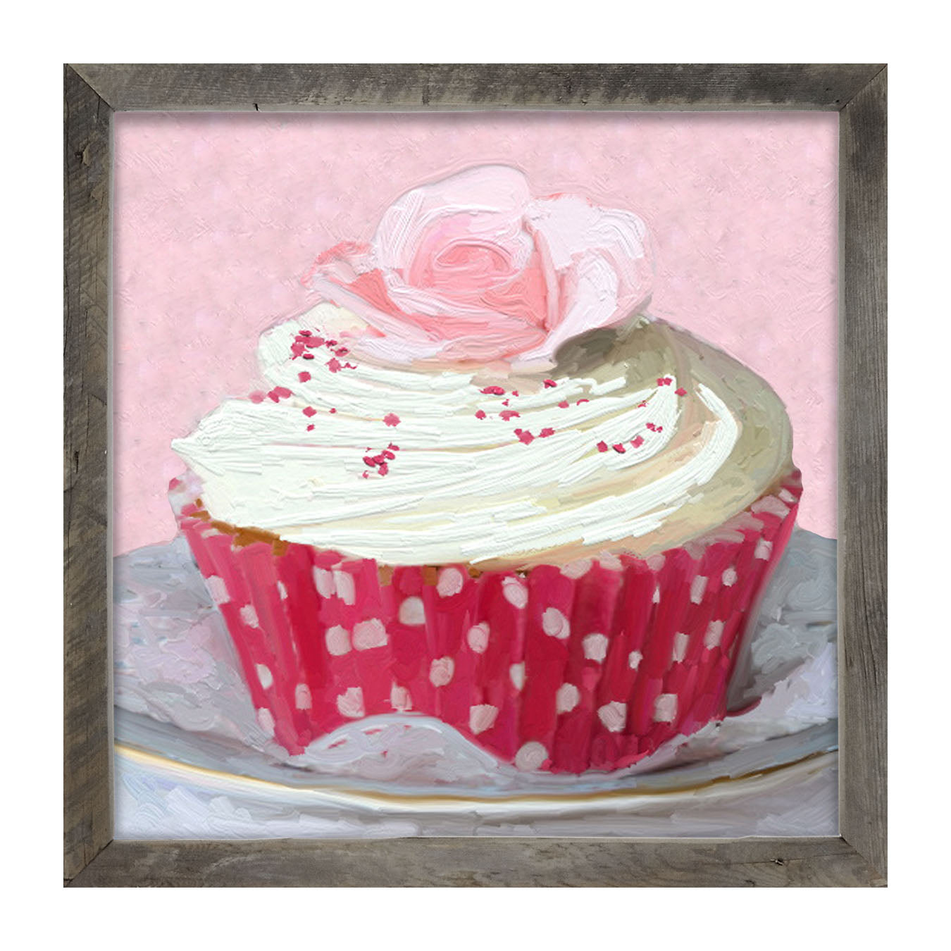 Light Pink Rose Cupcake - Framed art