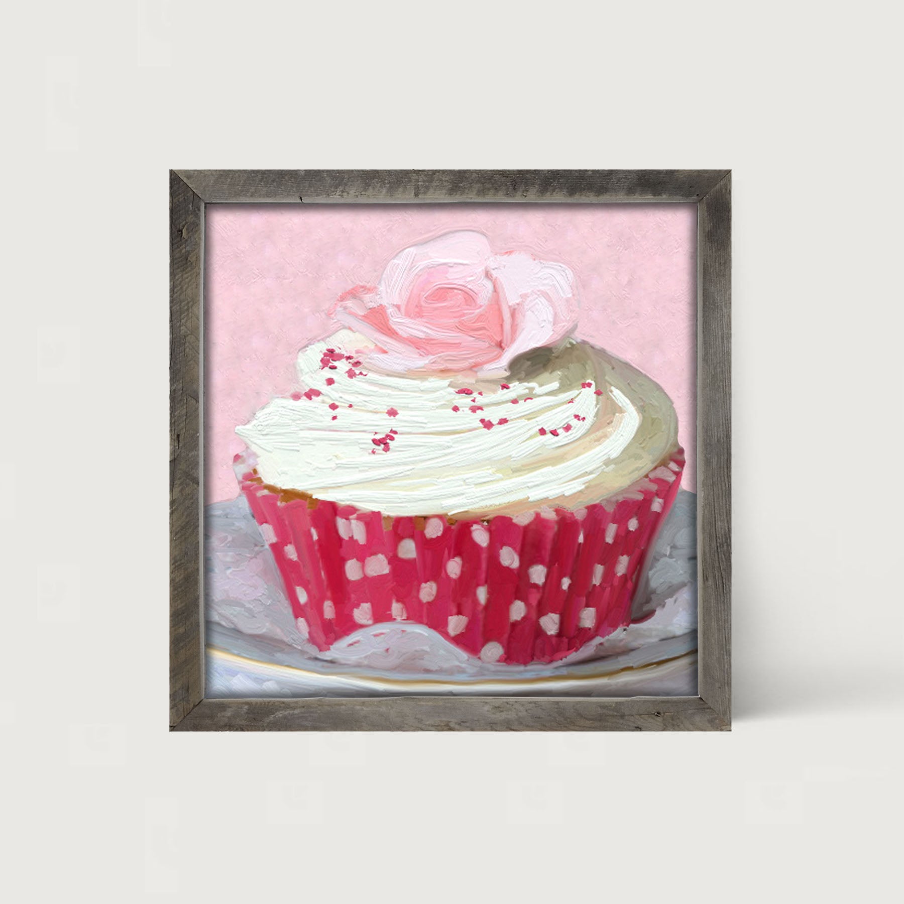 Light Pink Rose Cupcake - Framed art