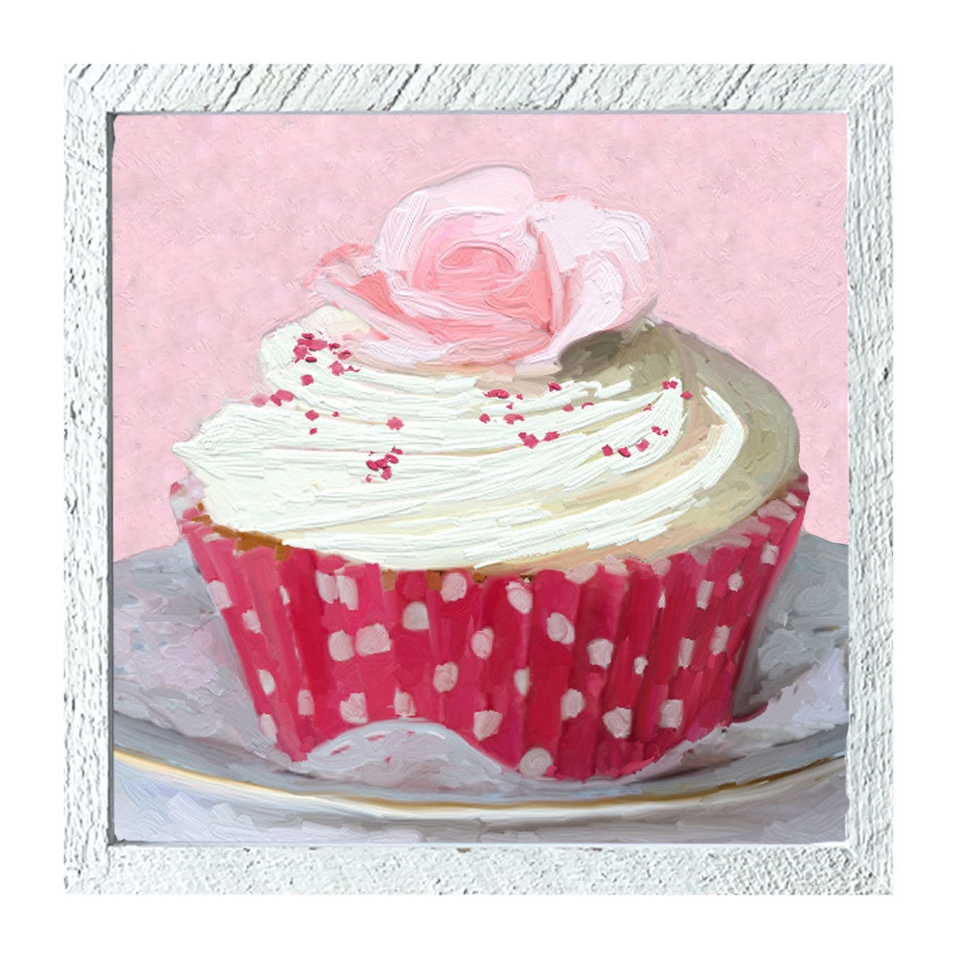 Light Pink Rose Cupcake - Framed art