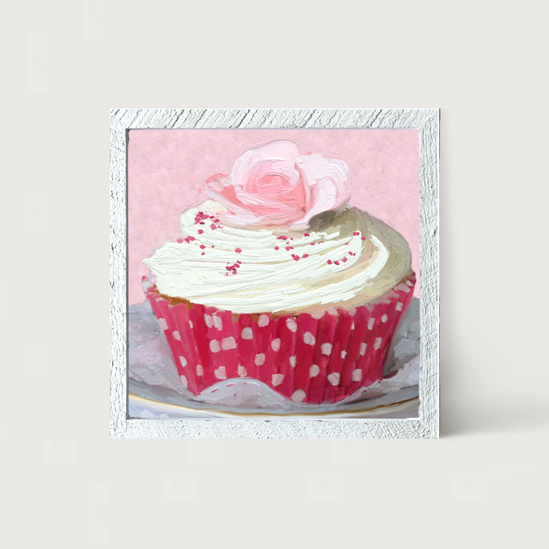 Light Pink Rose Cupcake - Framed art