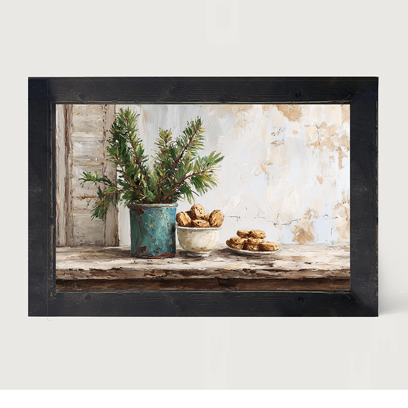 Sideboard Still Life - Pine Sprigs with Cookies