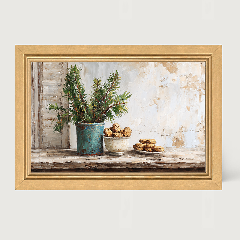 Sideboard Still Life - Pine Sprigs with Cookies