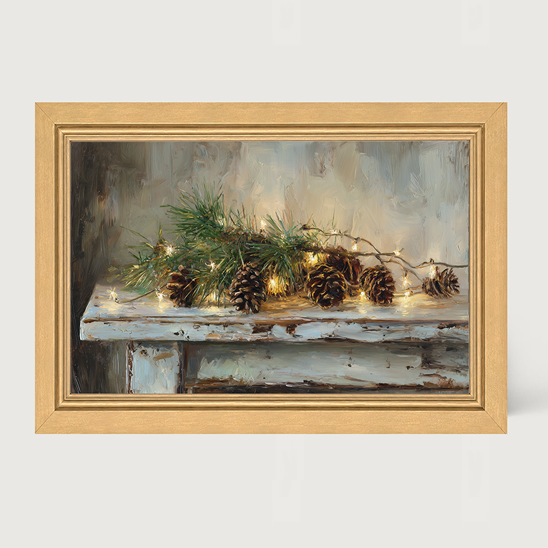 Sideboard Still Life - Pine Sprigs with Pine Cones