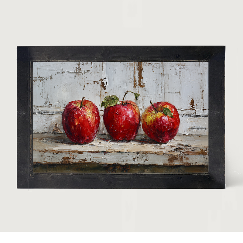 Sideboard Still Life - Three Red Apples