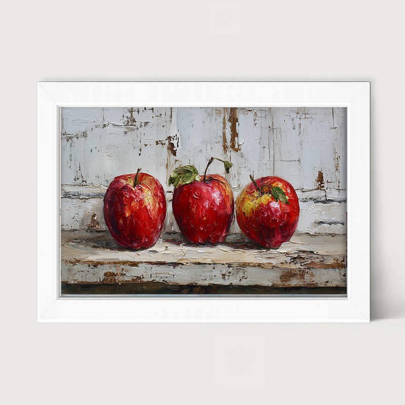 Sideboard Still Life - Three Red Apples
