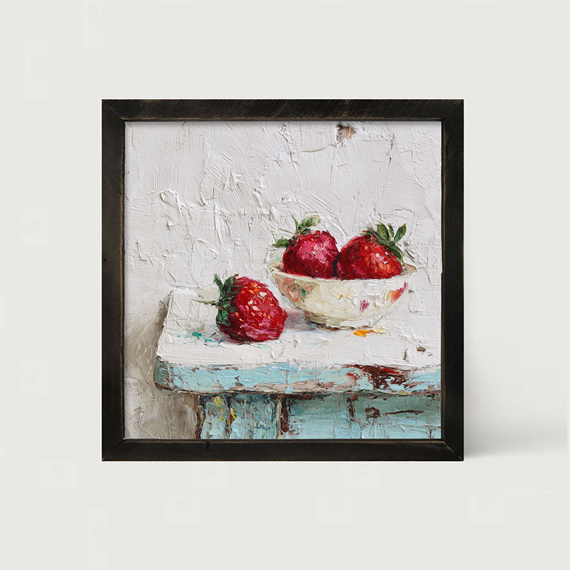 Sideboard Still Life - Sky Blue Table with Strawberries