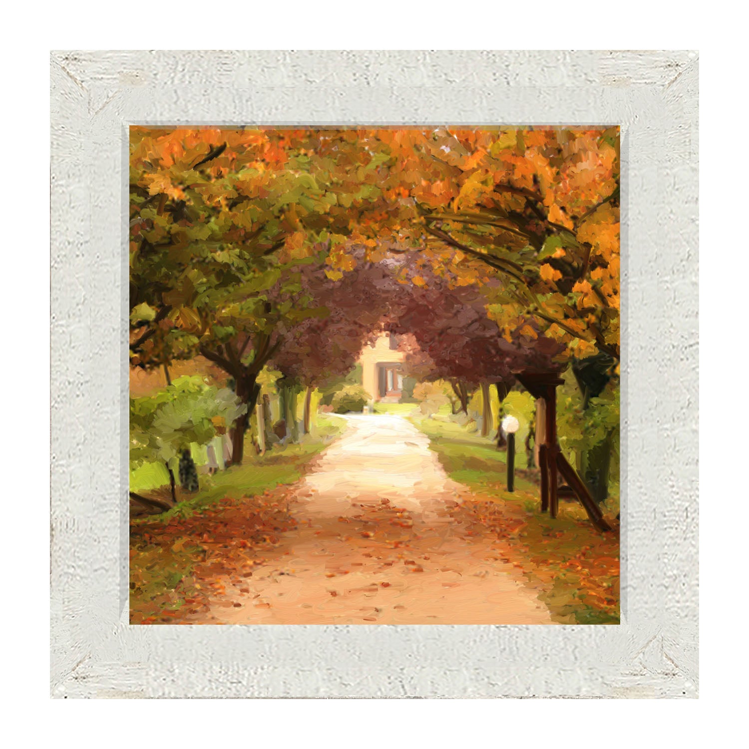 Leaves on sidewalk - Framed art