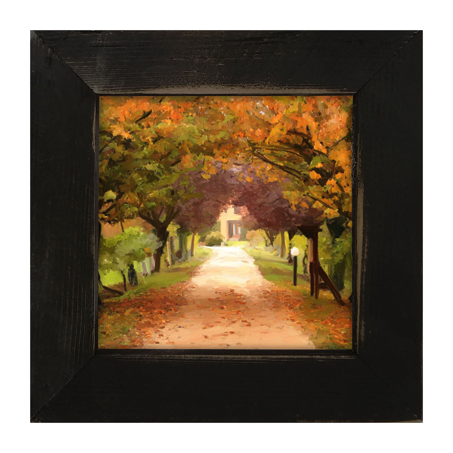 Leaves on sidewalk - Framed art