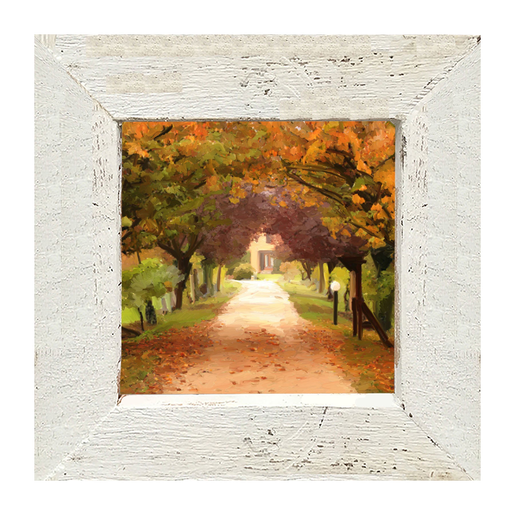Leaves on sidewalk - Framed art