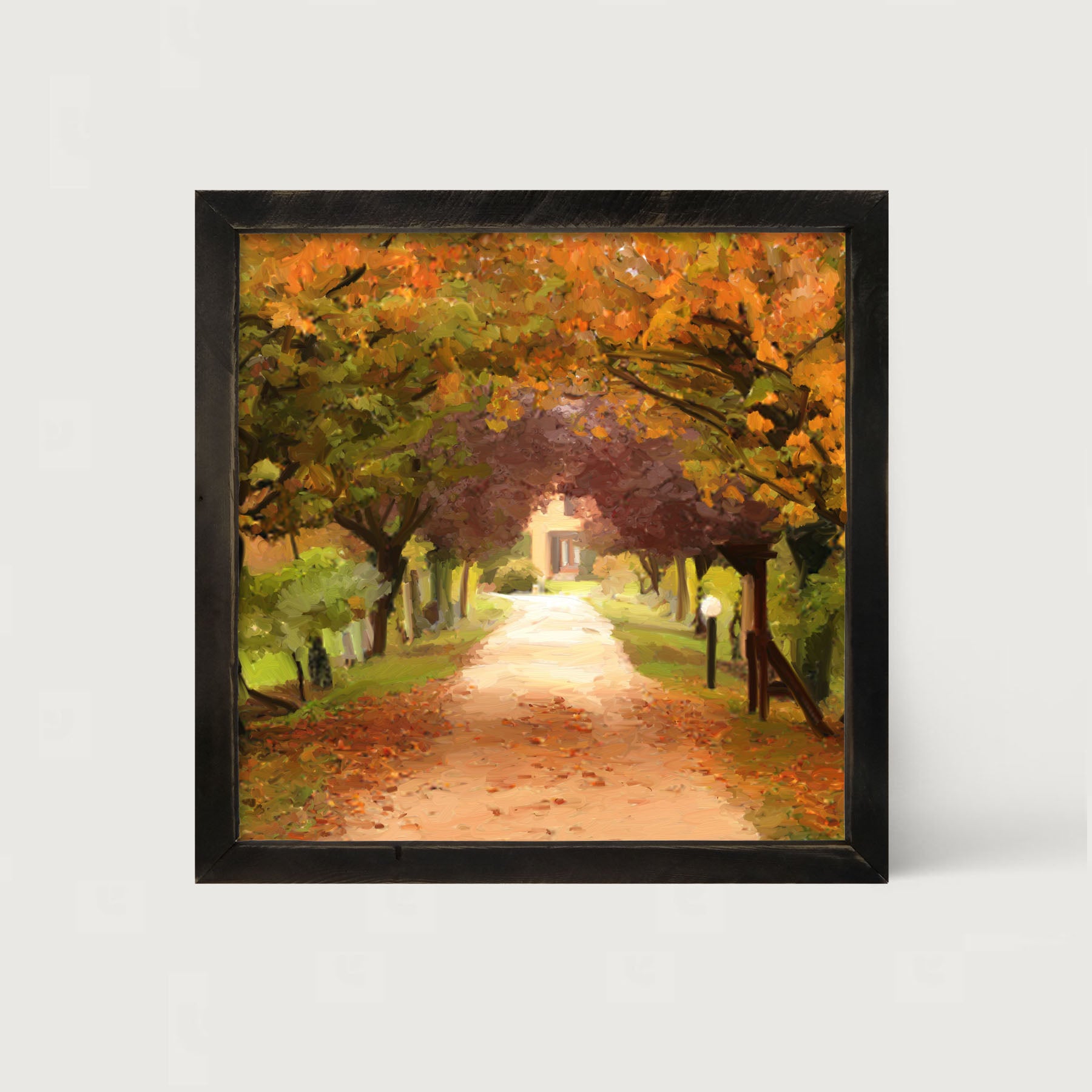 Leaves on sidewalk - Framed art