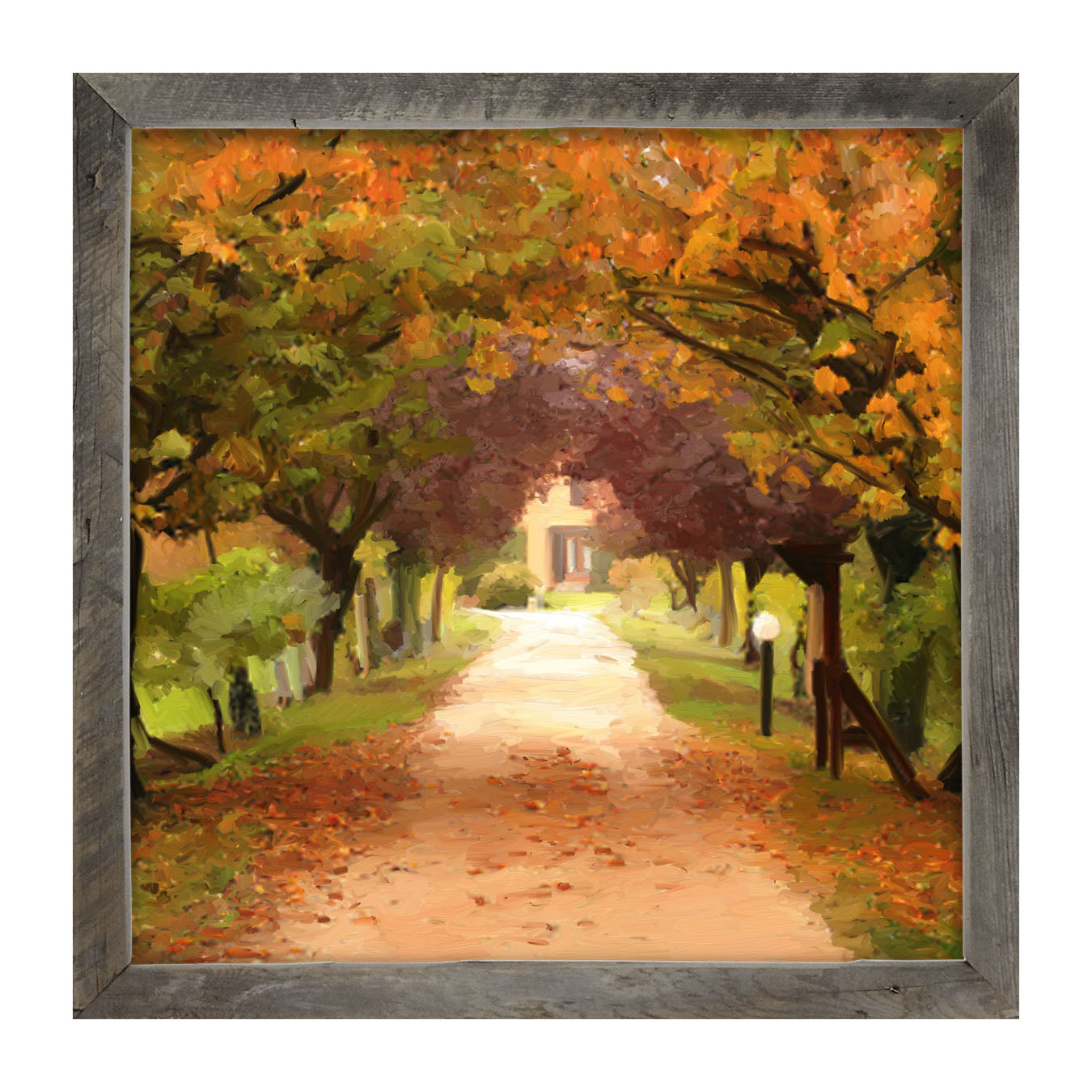 Leaves on sidewalk - Framed art