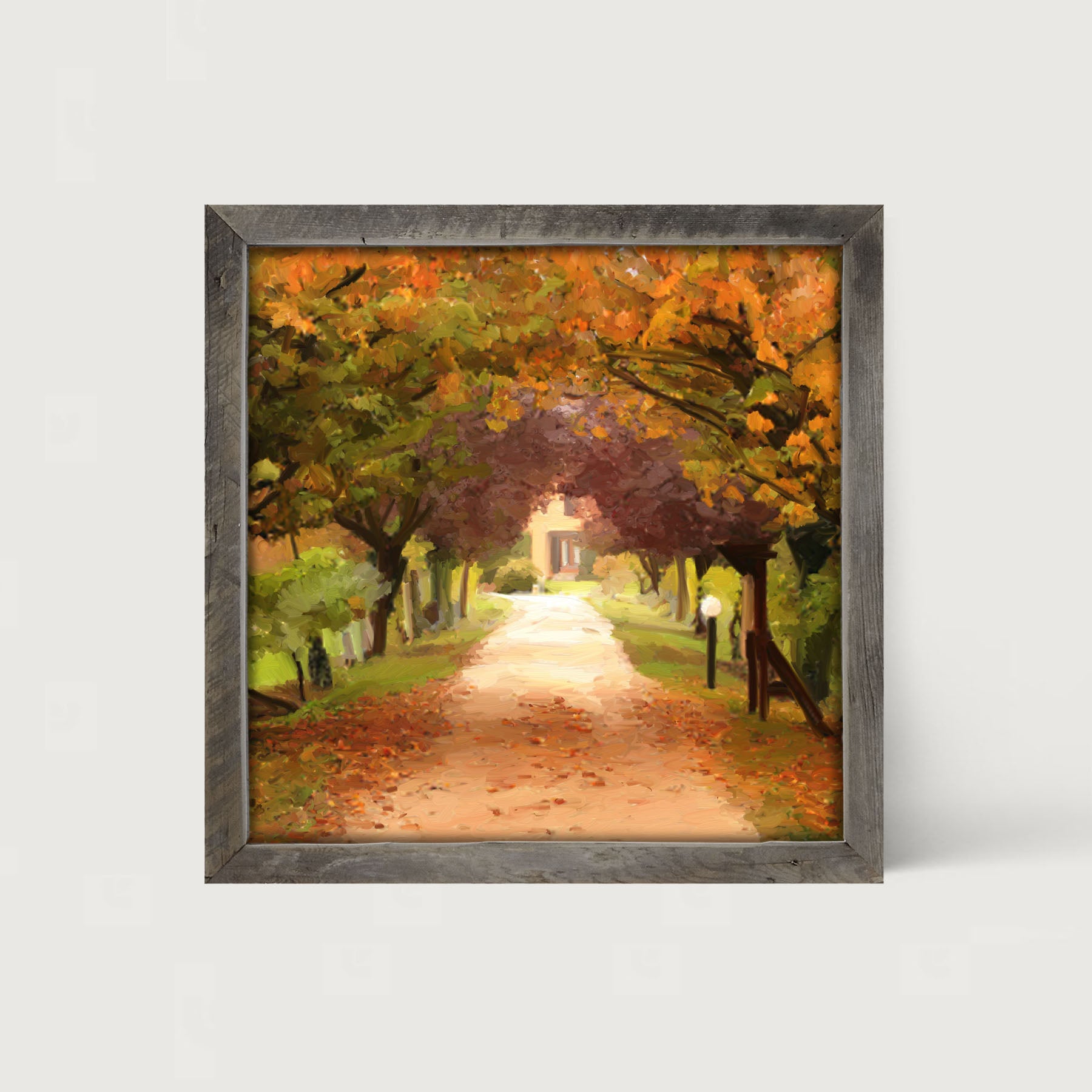 Leaves on sidewalk - Framed art