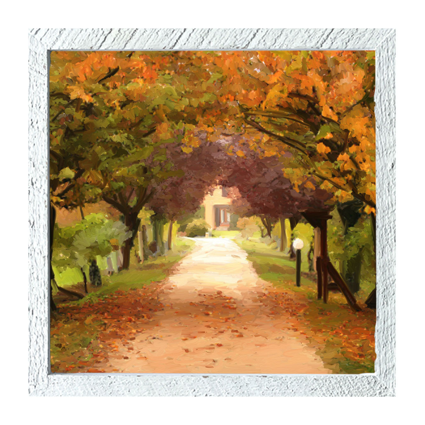 Leaves on sidewalk - Framed art