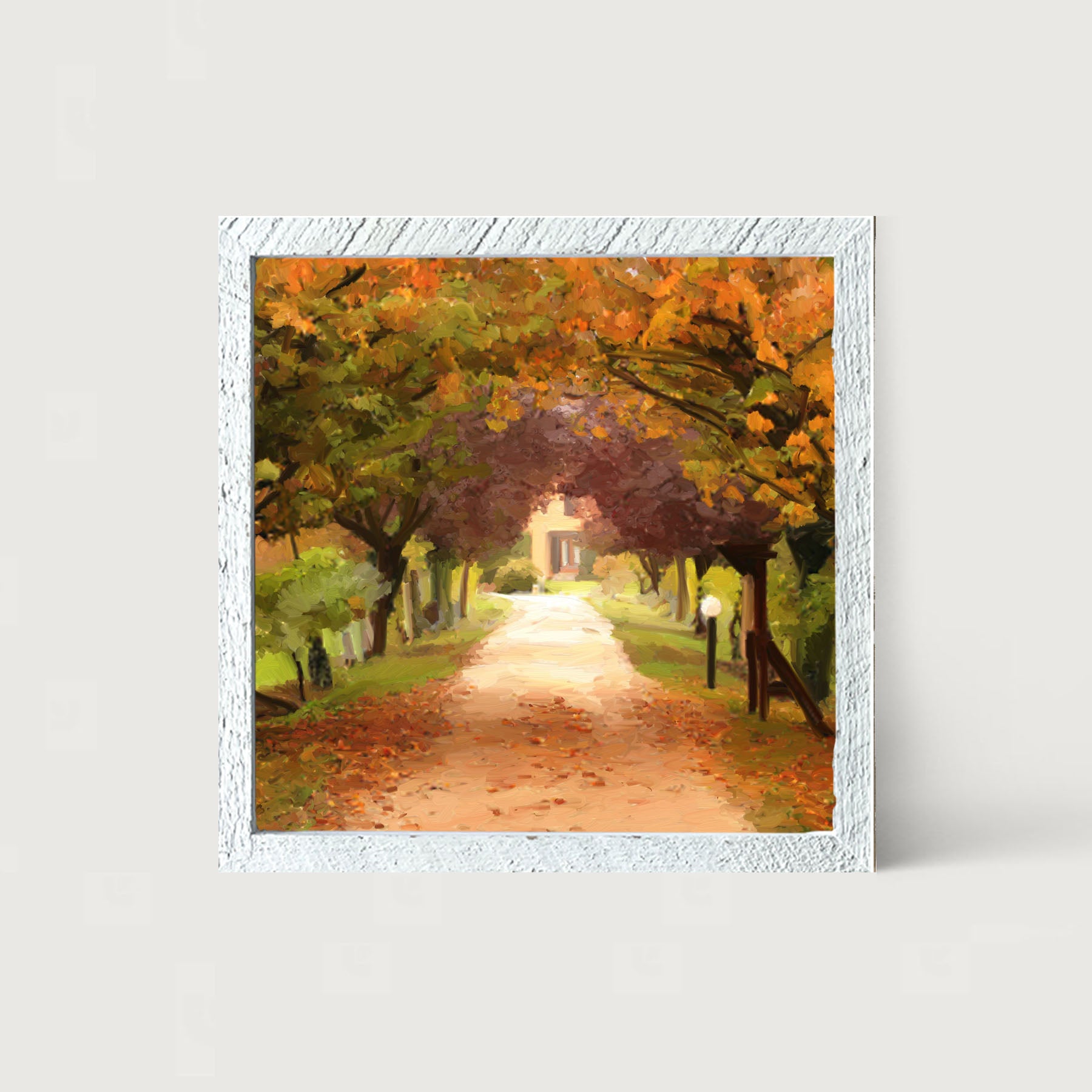 Leaves on sidewalk - Framed art