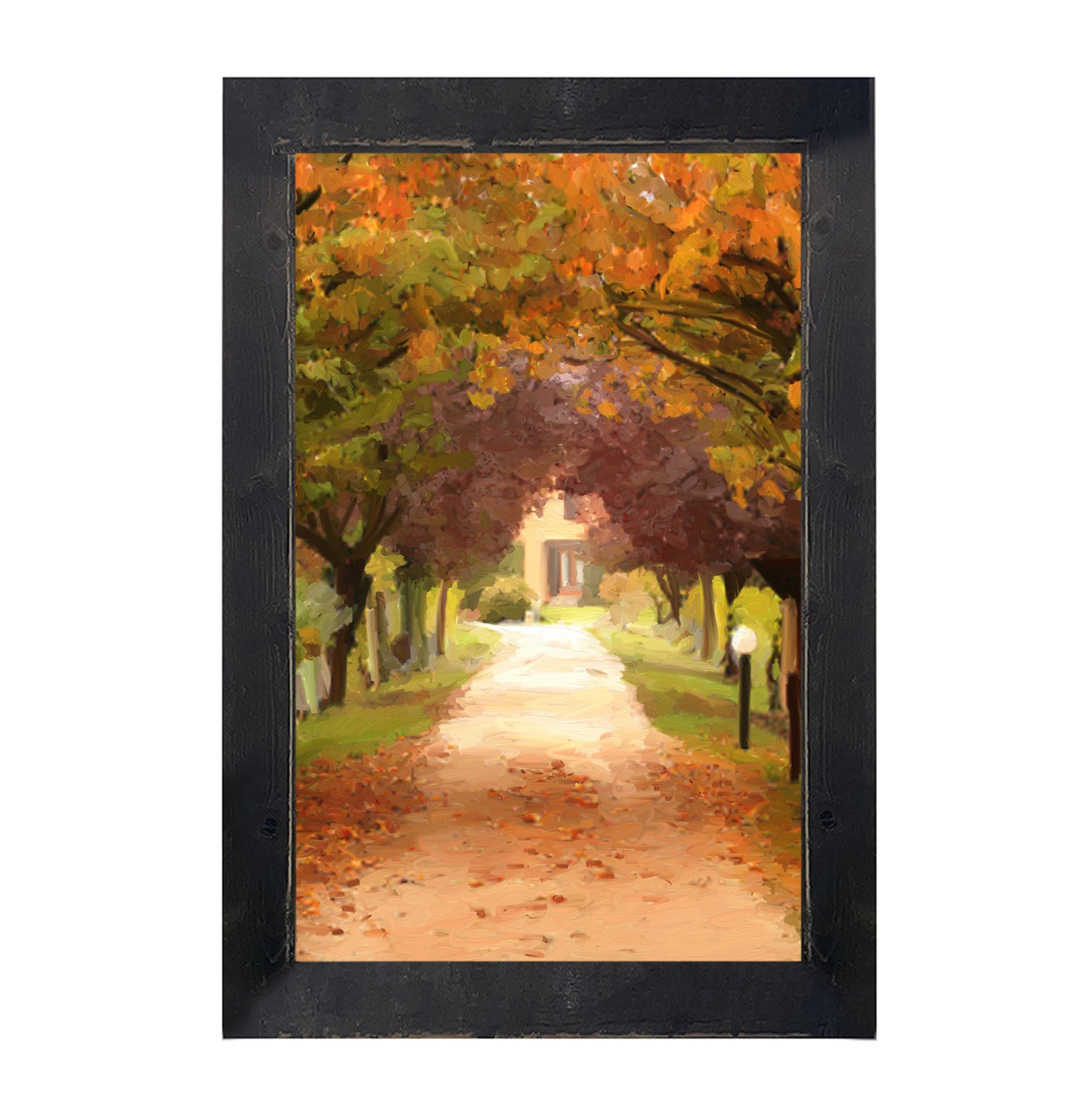 Leaves on sidewalk - Framed art