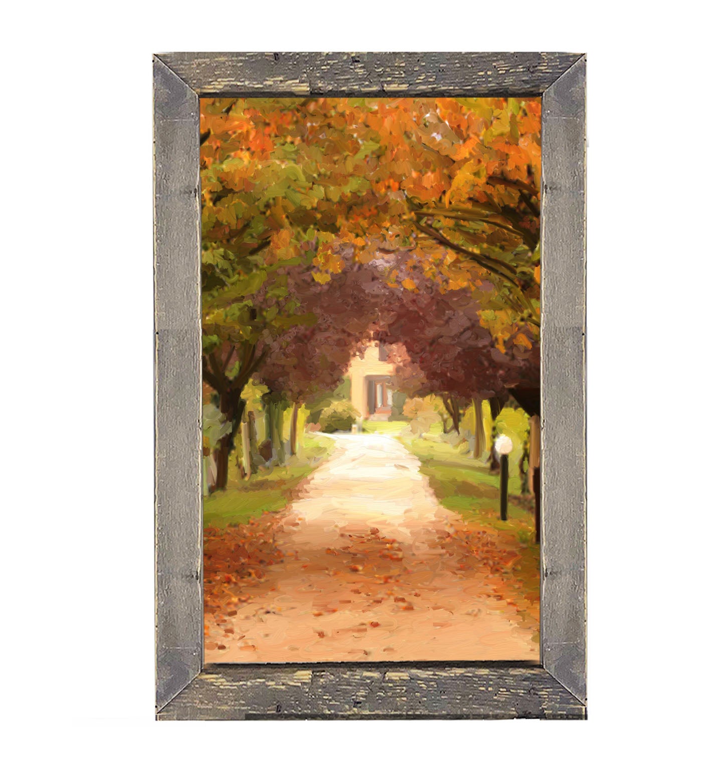 Leaves on sidewalk - Framed art