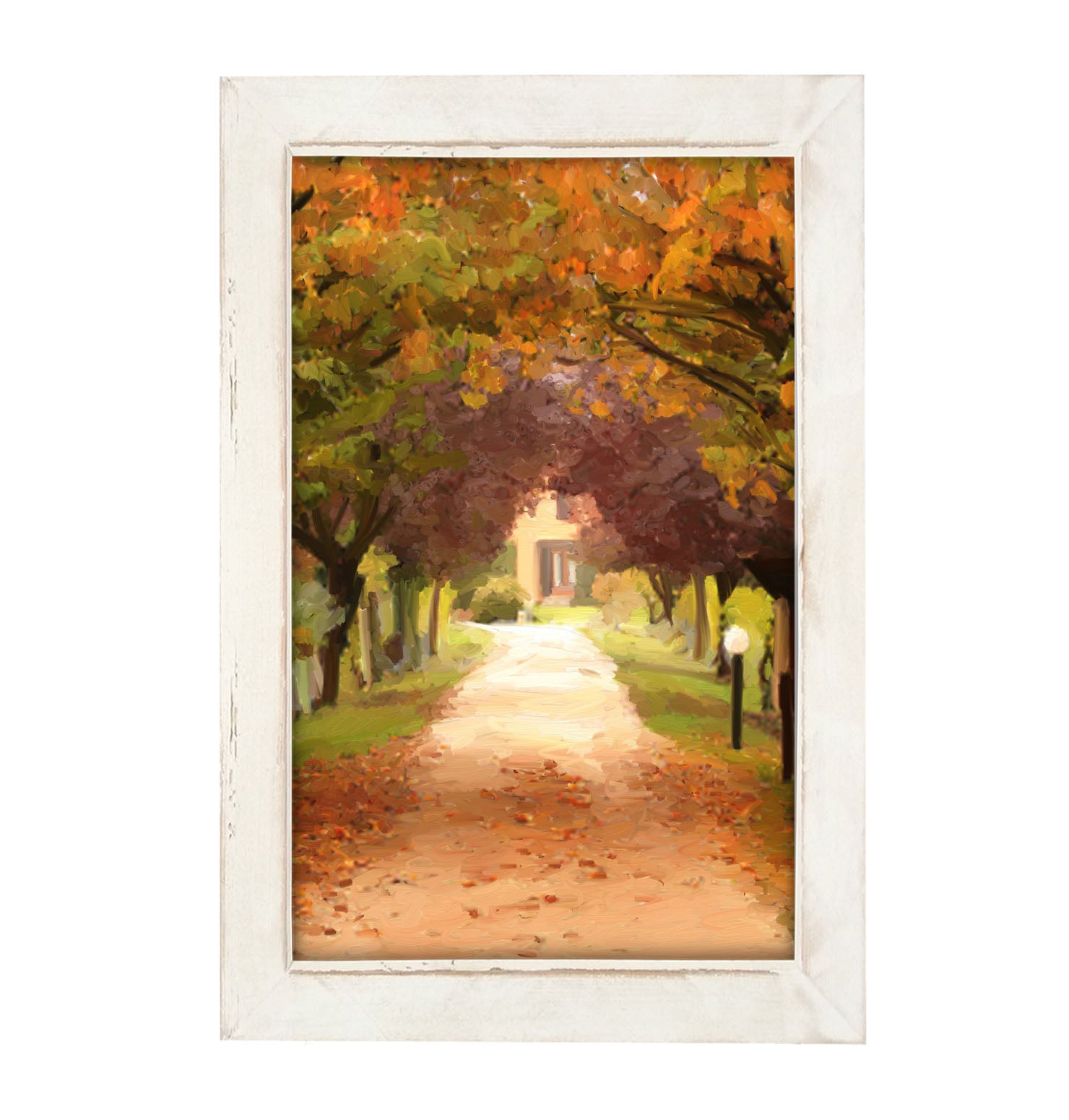 Leaves on sidewalk - Framed art