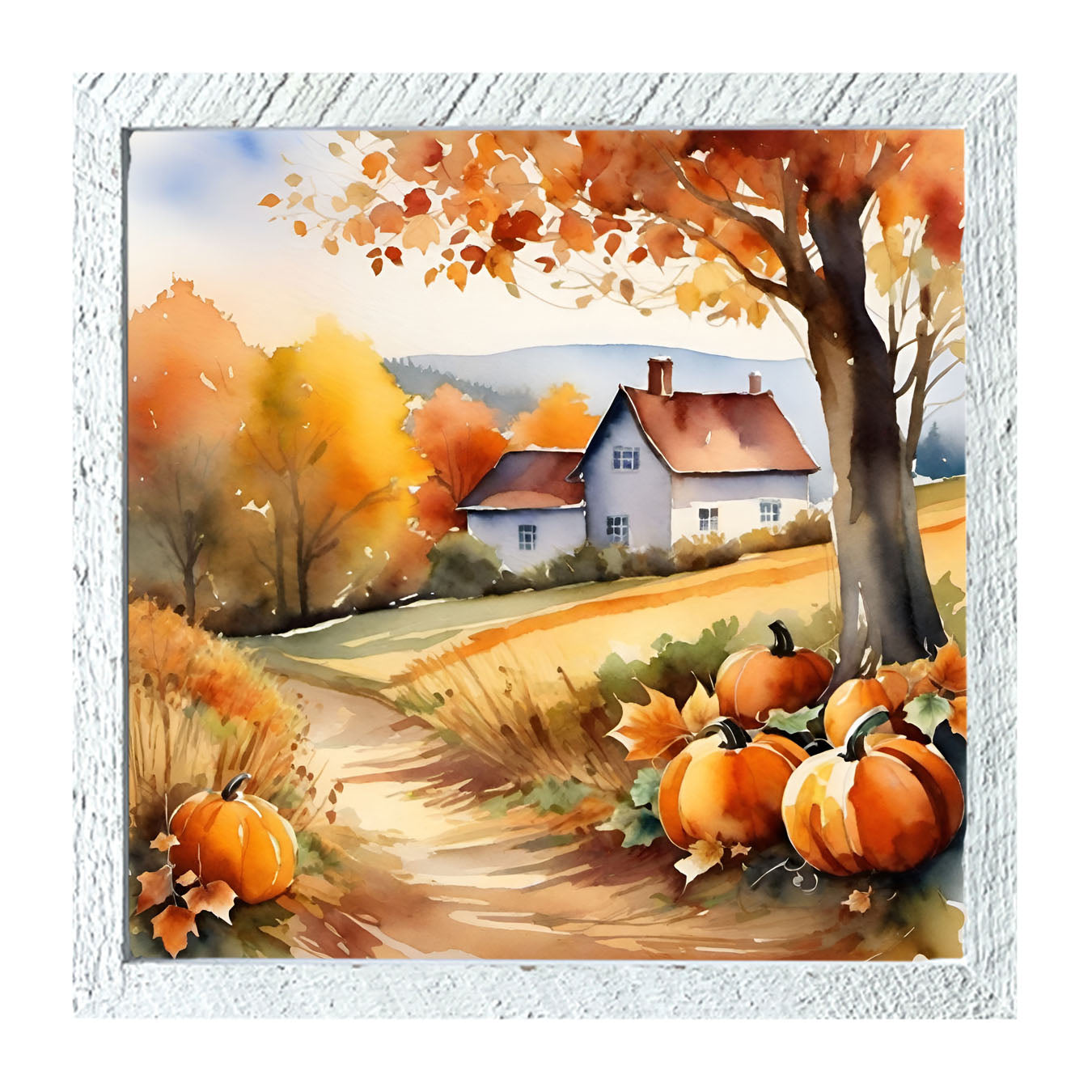 Pumpkins under a tree