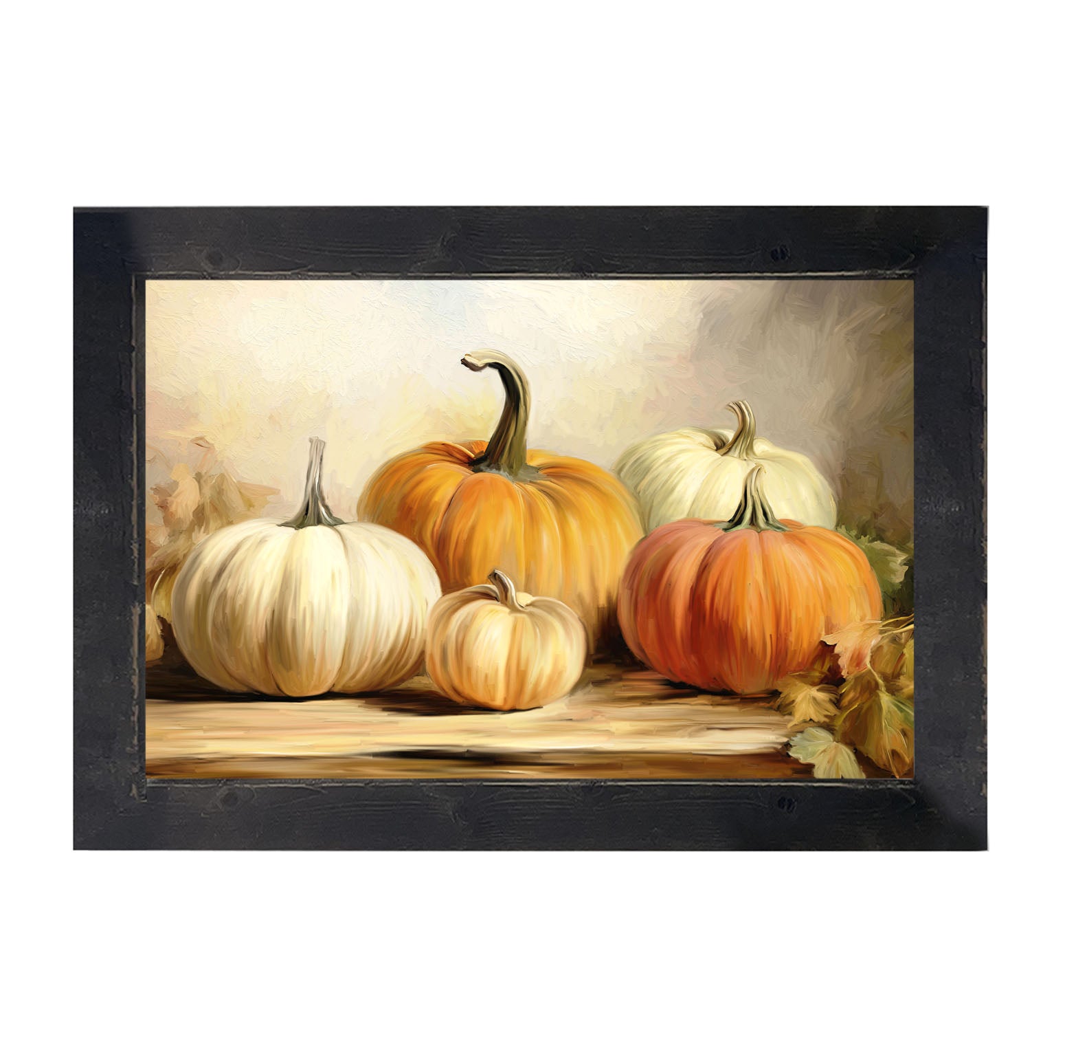 Pumpkins on a table - Framed art