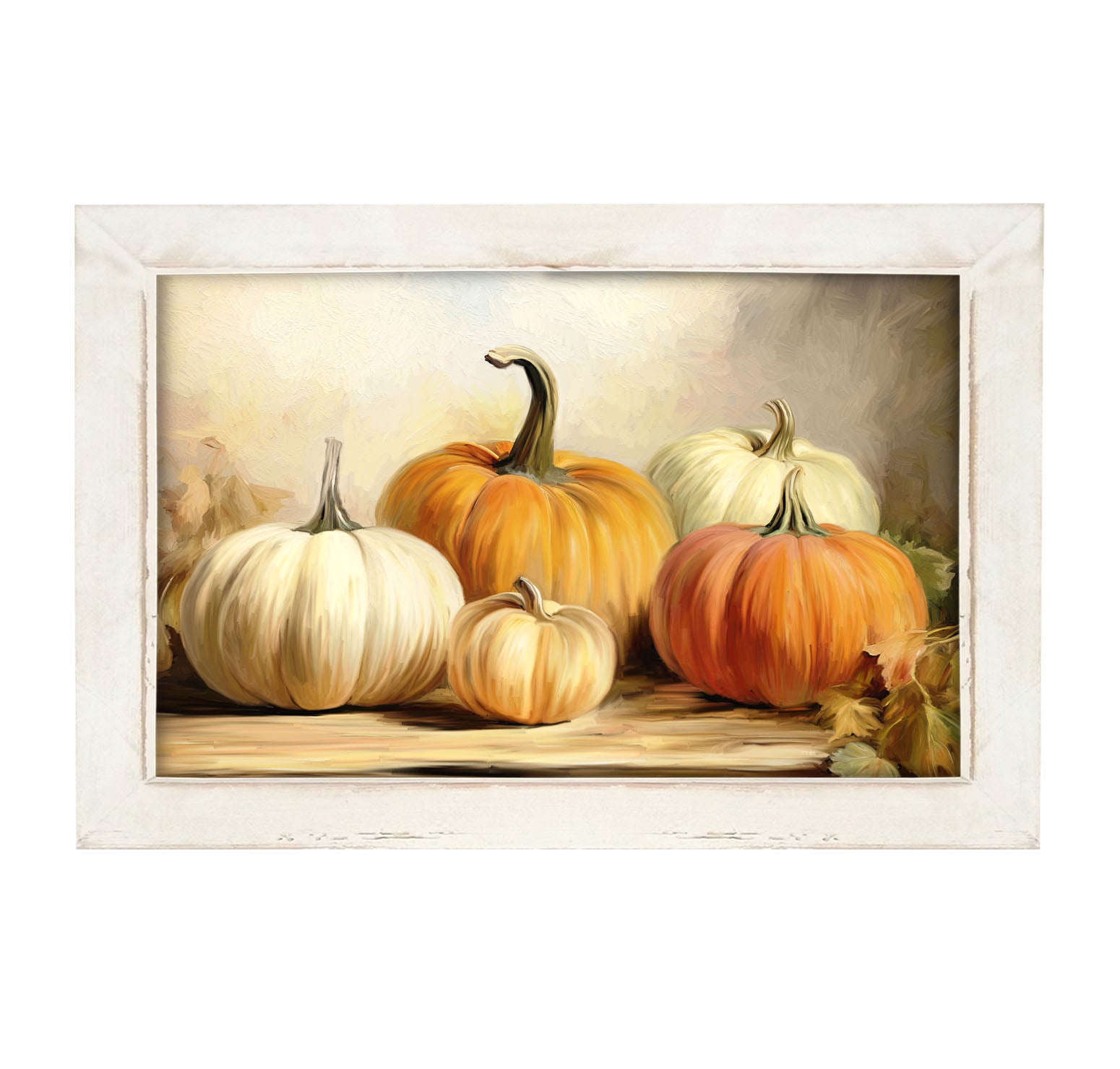 Pumpkins on a table - Framed art