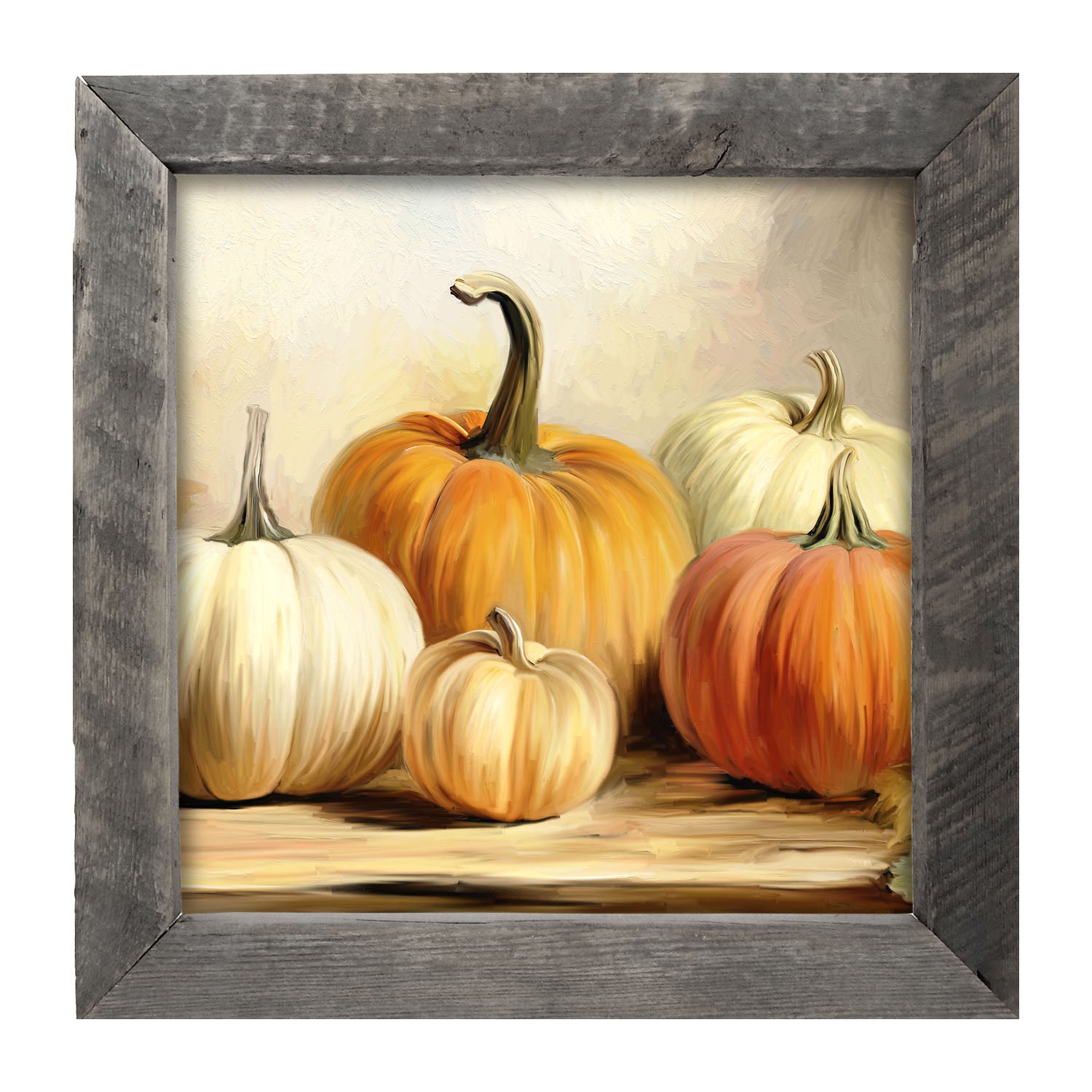 Pumpkins on a table - Framed art